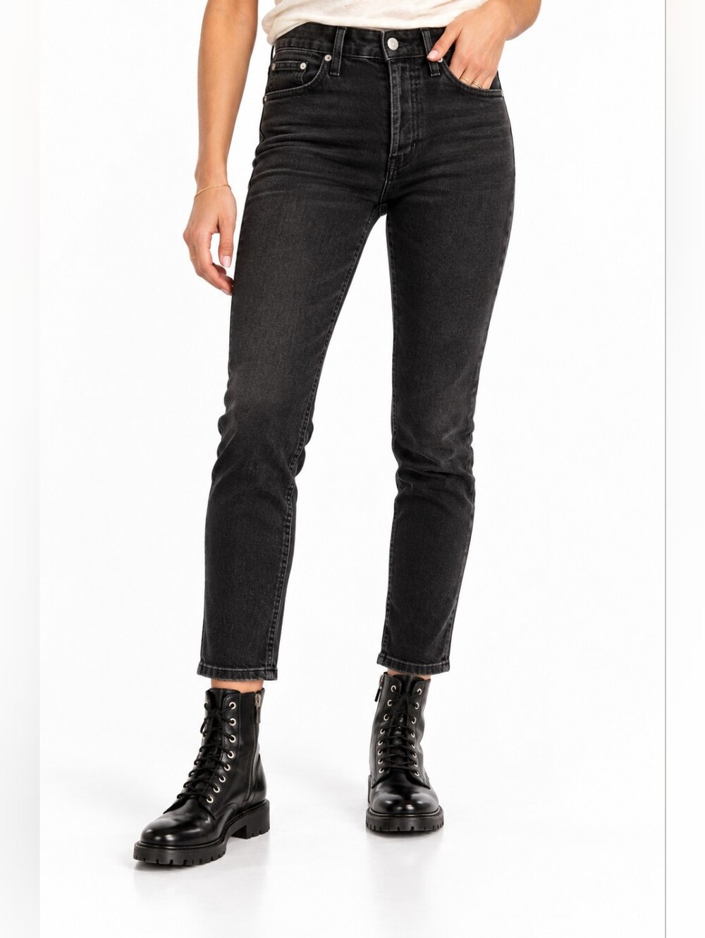 AGOLDE Nico High Rise Distressed Black Skinny Jeans Size 27